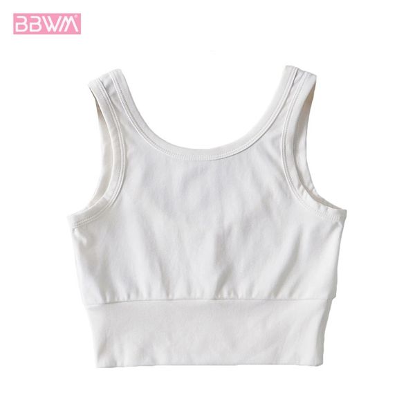 

ins round neck tight sleeveless elastic sports vest women's vintage backless t-shirt chic female 210507, White