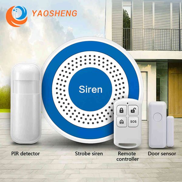 

wireless siren 433mhz wifi sound and flash strobe sensor usb power home burglar alarm system