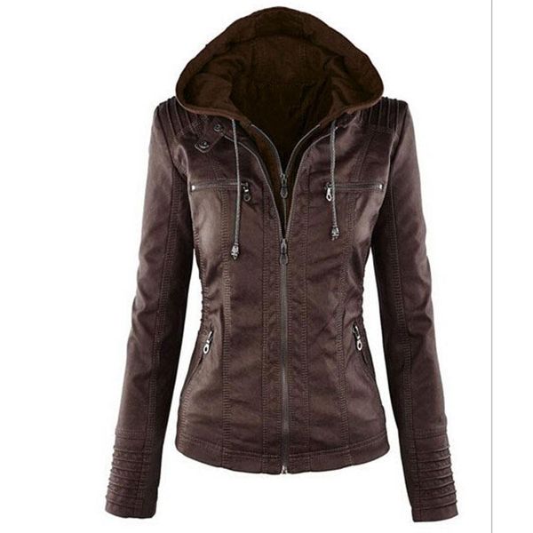 

women's jackets women coats ladies faux-leather jacket waterproof 7xl autumn winter female casual motorcycle streetwear plus-size, Black;brown