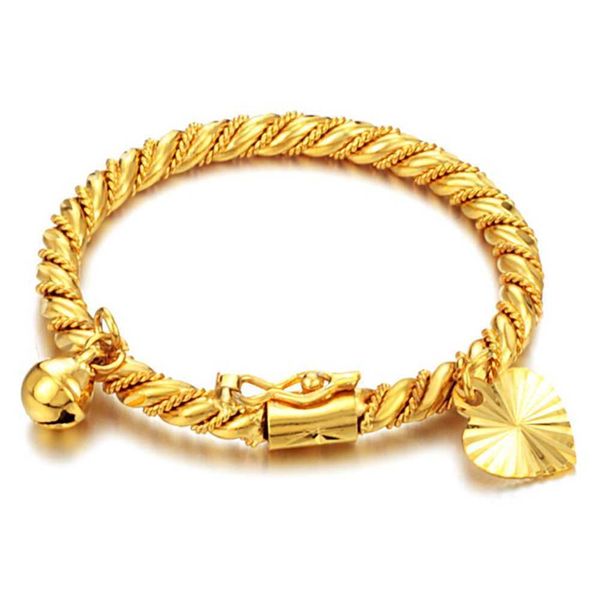 Bracciale rigido per neonato Bracciale in oro giallo riempito apribile gioielli da polso piccolo attorcigliato braccialetto apribile regalo diametro 4 cm Q0717