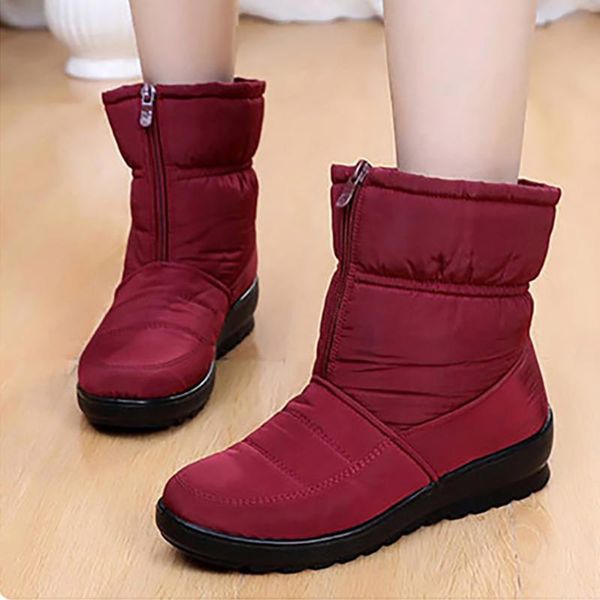 

boots 2021 platform women warm shoes winter snow fur wedge casual ladies zipper plush black botas mujer