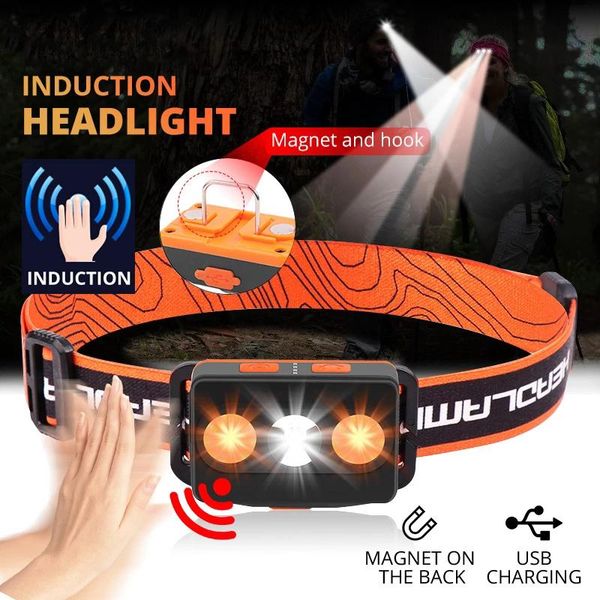 

headlamps portable mini headlamp xpe+cob led usb rechargeable fishing headlight camping head lamp torch for caving cycling