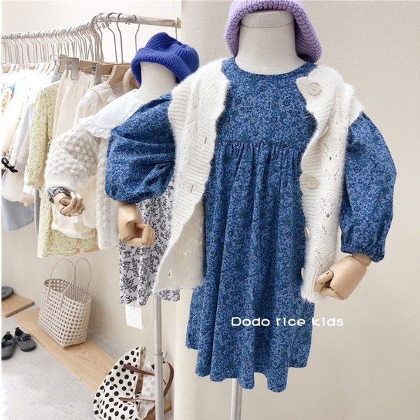 

pattern floral kids dresses for girls 2021 spring clothes children cotton ruffles party princess drgirl clothes ropa de nia, White