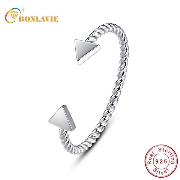 

cluster rings bonlavie twisted double arrow authentic 925 sterling silver ring for women girl natural stone engagement fine jewelry gifts, Golden;silver
