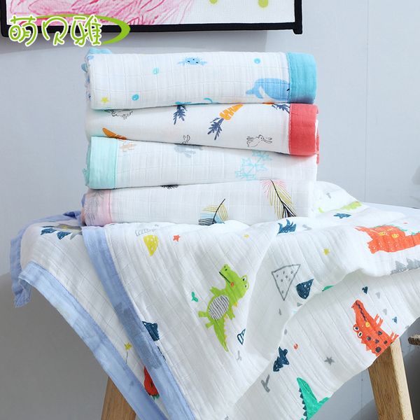 Toalha de banho de gaze de gaze de quatro camadas Toalha de banho larga borda de ar-condicionado Quilt Summer Summer Cool Quilt for Children