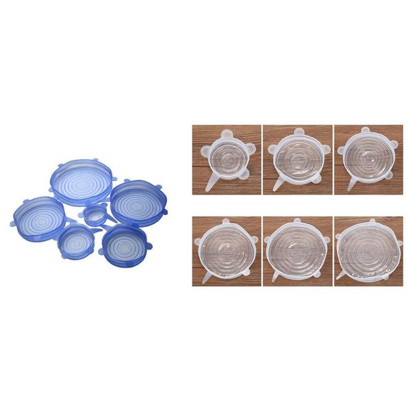 

kitchen storage & organization 12 pcs silicone stretch lids:6 various sizes lids for bowl, can, jar and so on 6 reusable sil