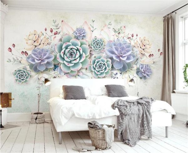 

wallpapers milofi custom large mural wallpaper small fresh succulent watercolor style 3d stereo tv background wall paper