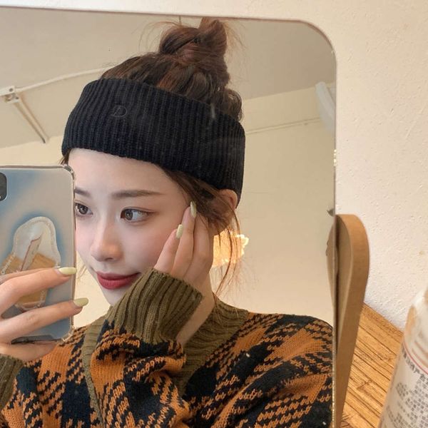 

color knitted autumn winter warm net red running wide edge wool headband simple hoop, Black;brown