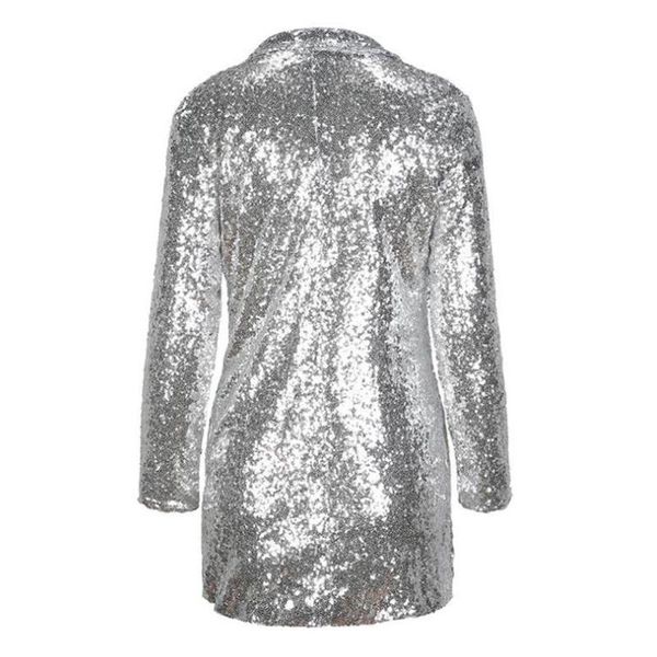 

women's trench coats long sequin jacket women coat shining sequined sleeve open front cardigan streetwear tunic casual basic jackets ou, Tan;black