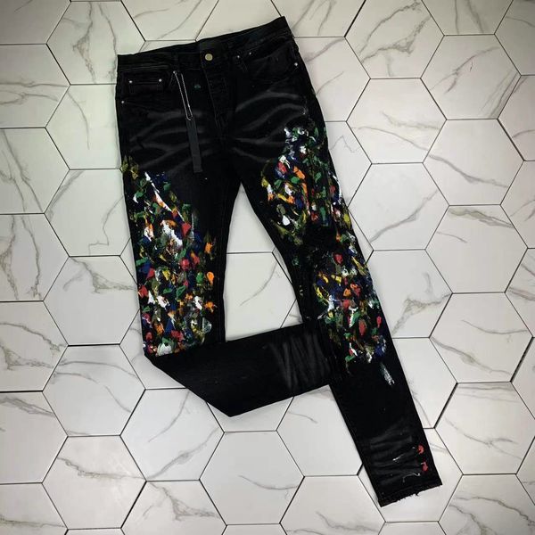 

hm524 mens jeans distressed motorcycle biker jean rock skinny slim ripped hole stripe fashionable snake embroidery denim pants, Blue