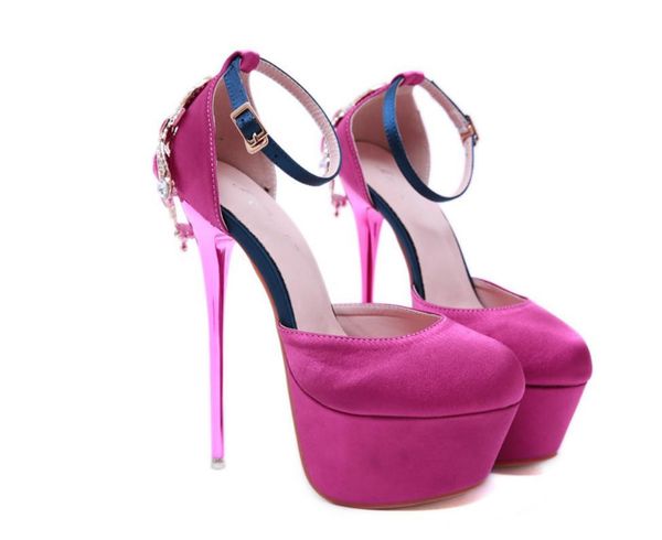 

dress shoes beautiful princess crystal big gem 2021 summer ultra high heel satin fabric women's, Black