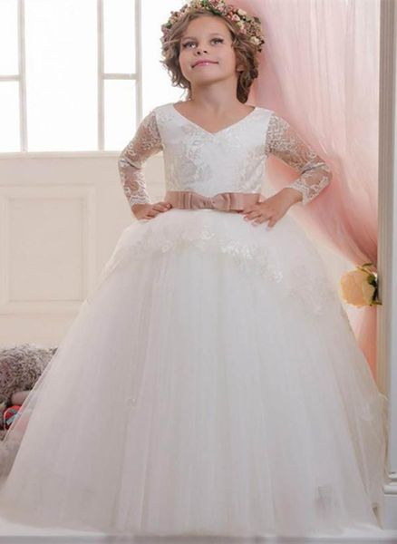 

custom white lace tulle bow kids dresses baby party girl pageant birthday christmas flower girl's, Red;yellow