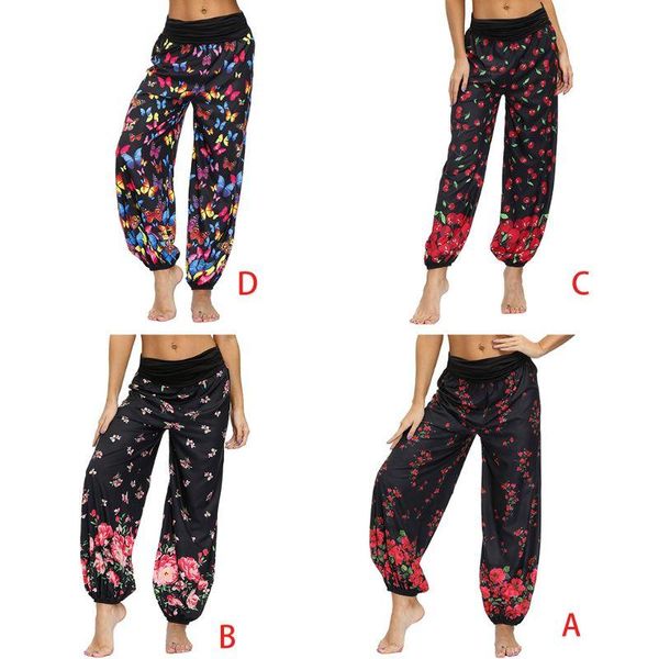 

women hippie baggy elastic waist yoga pants boho floral butterfly harem trousers g92f outfit