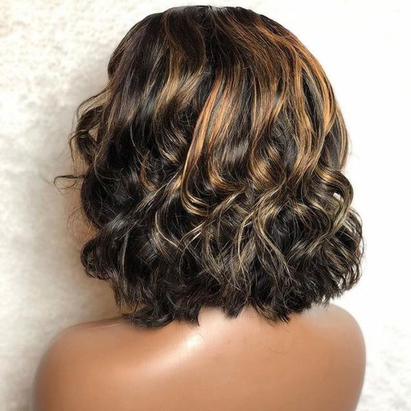 

lace wigs malaysia short bob loose wave 13x6 front human hair with baby 180density glueless 4x4 closure remy, Black;brown