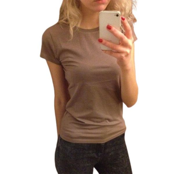 

women's t-shirt women t shirts summer 2021 solid color crew neck short sleeve casual fitness tees shirt clothing, White