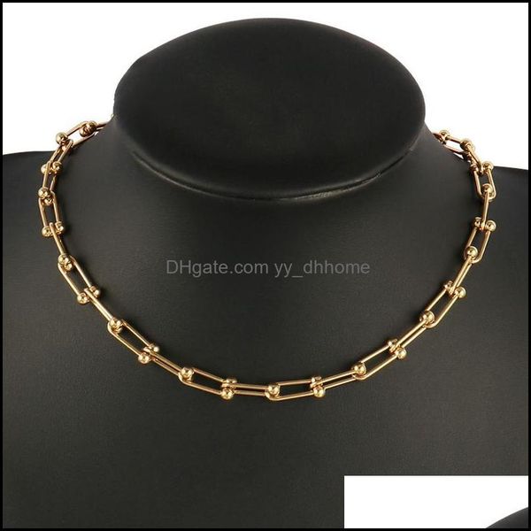 

chains & pendants jewelrychains fashion stainless steel necklace chunky u chain necklaces for women clavicle choker boho jewelry drop delive, Silver