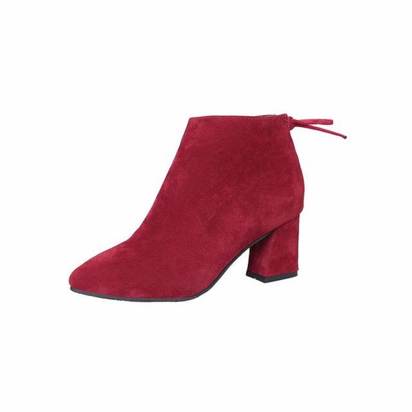 

boots autumn/winter 2021 high-heel ankle with bow studs and suede for women extra-large sizes 35-43, Black