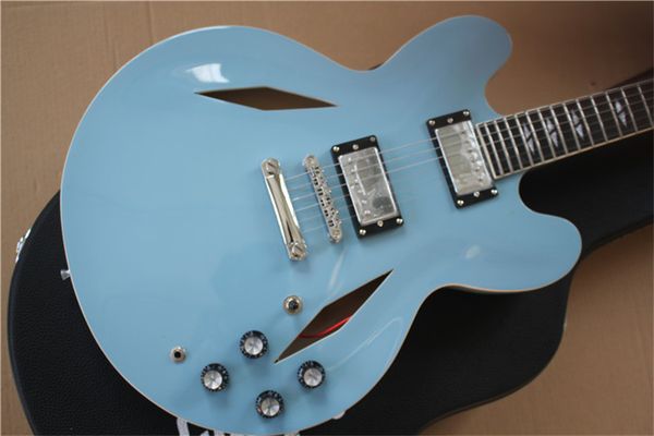 

metal blue signature jazz electric guitar can be customized guitars guitarra