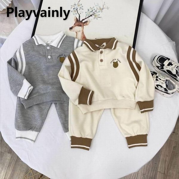 

clothing sets 2021 spring boys girls outfits little bear long sleeves cotton 2pcs sport baby clothes e20032, White