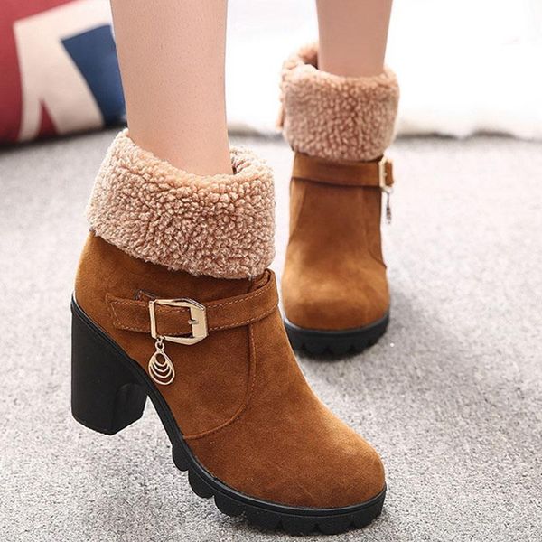 

boots 2021 autumn winter women solid lace-up european ladies shoes leather fashion, Black