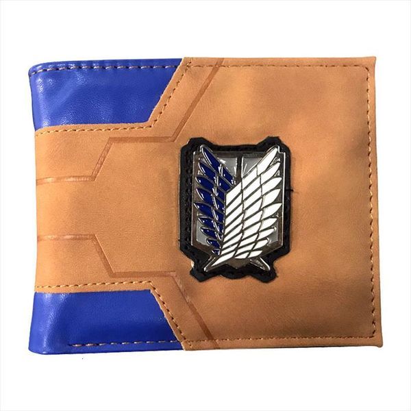 

attack on titan wallet short purse cool design bi fold anime, Red;black