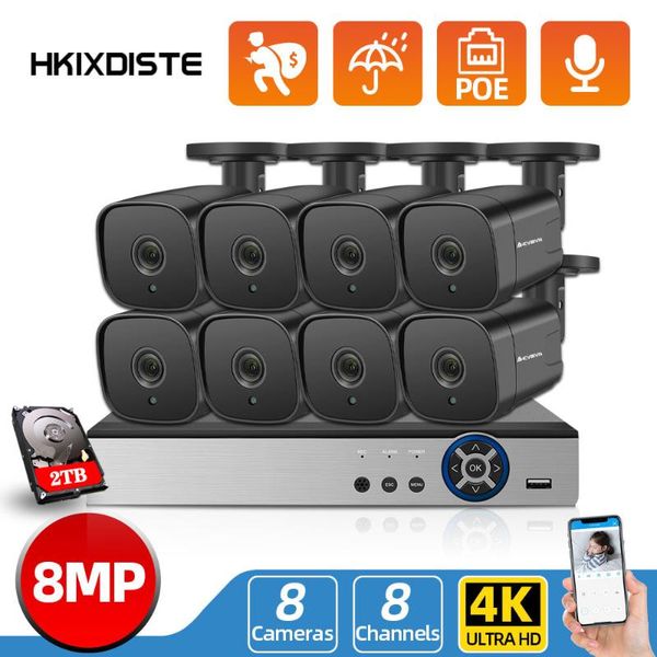 

ultra hd poe network video surveillance system 8mp h.265 nvr with 4x weatherproof ip security cameras cctv kit wireless camera kits