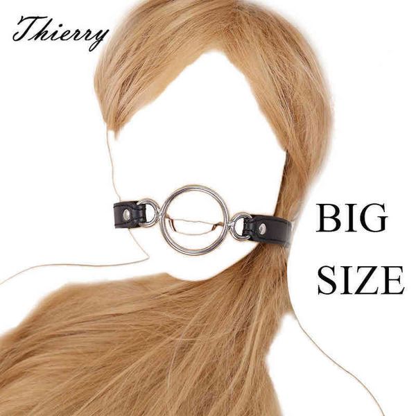 Nxy Adult Toys Thierry Open Mouth Big Size Double Ring Gags Deep Throat Slave Bite Stopper Sex Restraint Bdsm Games 1207