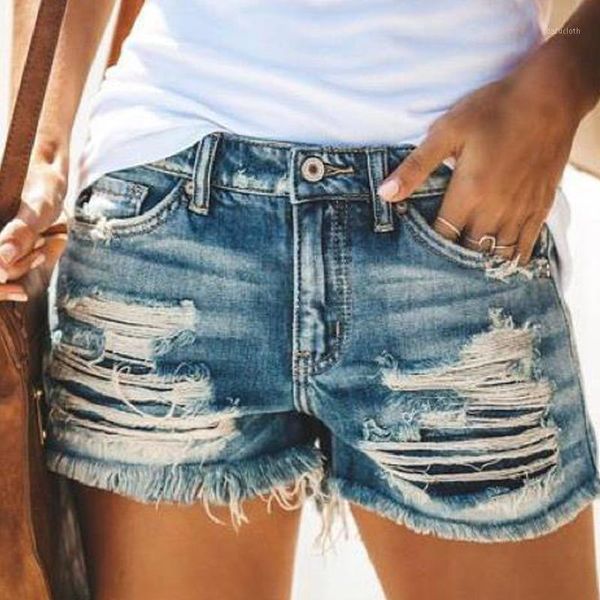 

women ripped jeans shorts summer low waist hole vintage streetwear mom denim plus size tassel pants women's, Blue
