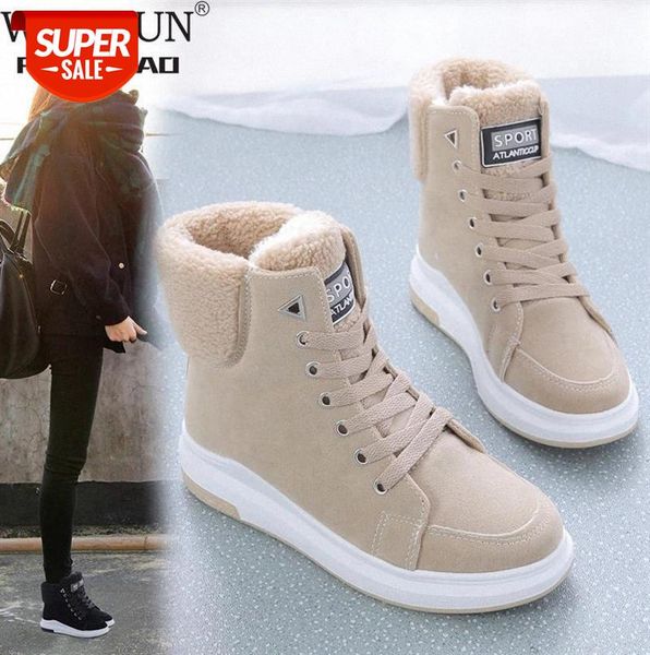 

women sneakers new fashion flock women casual shoes breathable autumn winter lace-up flats platform shoes womens boots #x71d