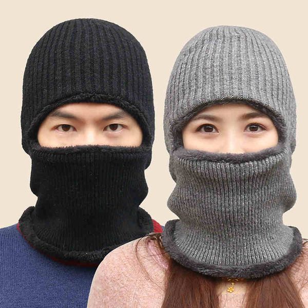 

brand caps "winter hat scarf integrated windproof masked pullover hat women's wool cycling men's warm ear protection, Blue;gray