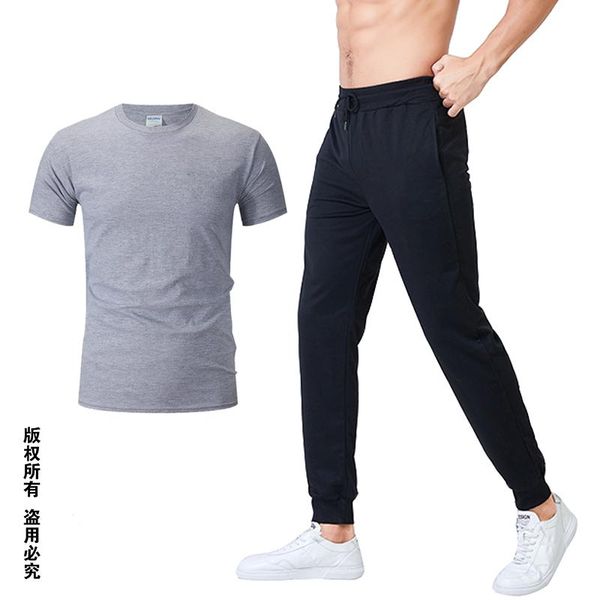 

men's tracksuits 2021 summer fashion leisure brand men's suit sportswear short sleeved t-shirt 2pcs set, Gray