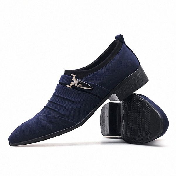 

2019 men casual canvas shoes classic formal business oxford shoes mens wedding office dress zapatos de hombre w2ip#, Black