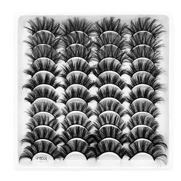

20pairs eyelashes book 3d natural false eyelash handmade faux mink lashes with pink paper packaging box