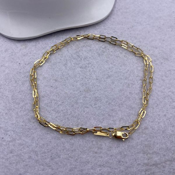 

chains sinya 18k au750 gold diy jewelry big square cable o shape cross chain bracelets necklace for women man, Silver