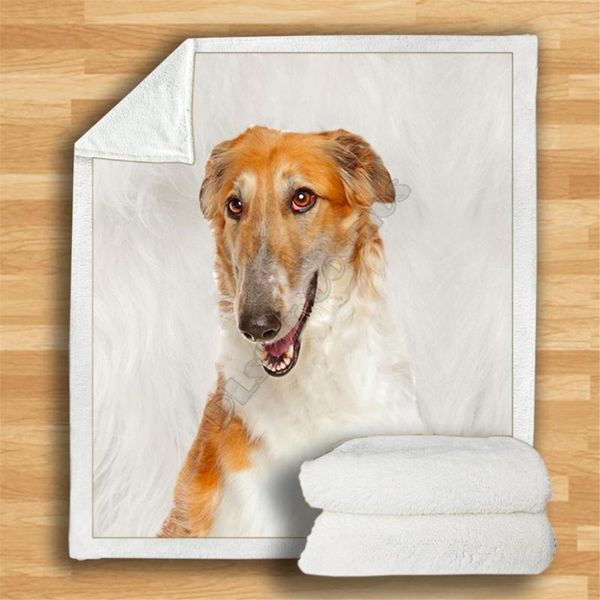 

blankets borzoi cozy premium fleece blanket 3d printed sherpa on bed home textiles