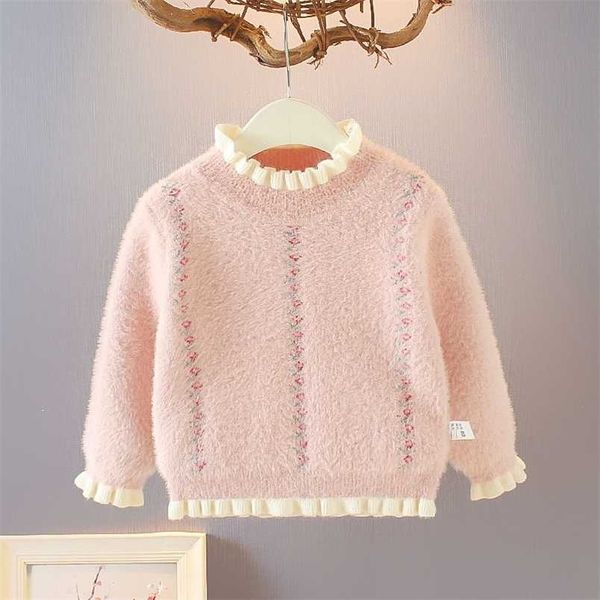 

girl sweaters winter 2 4 6 8 10 years toddler knitting pullovers korean style cardigans warm kids 211201, Blue