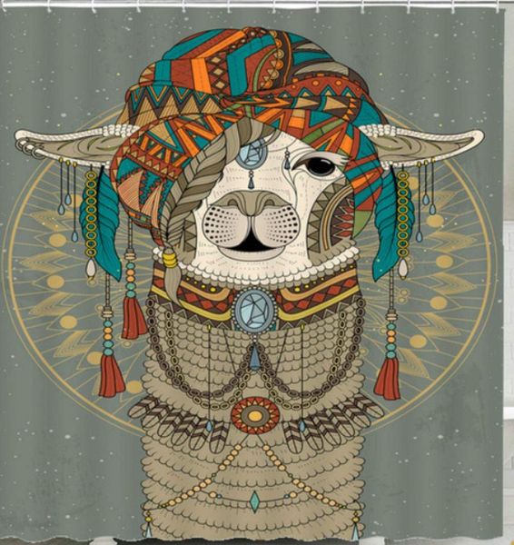 

lovely cartoon animal funny mandala alpaca shower curtain waterproof bathroom curtain childs fabric home decor with curtains,