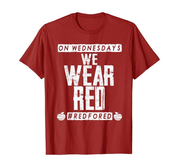 

red for ed - on wednesdays we wear red teacher support gift t-shirt, White;black