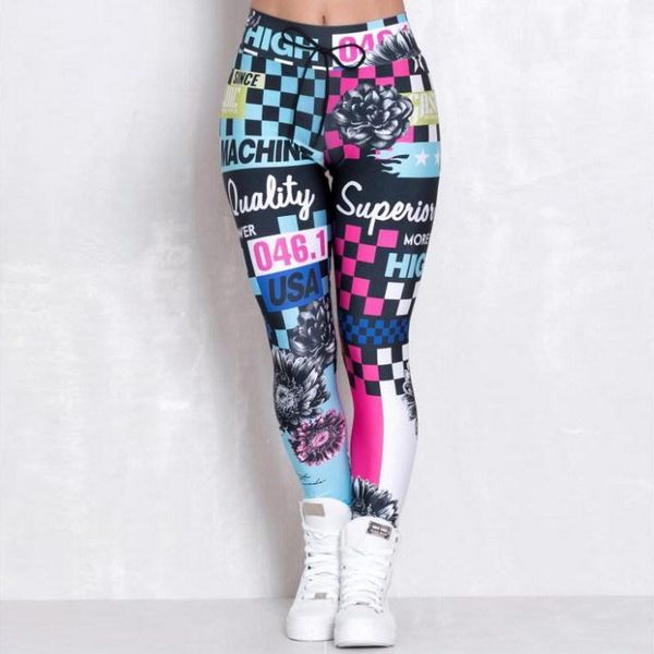 

yoga outfits quality fitness women letter pants 3d printed high waist sports tights stretchy thick workout running leggings, White;red