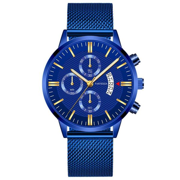 

wristwatches relogio masculino 2021 fashion mens business watches luxury men stainless steel mesh band analog calendar quartz wrist watch, Slivery;brown
