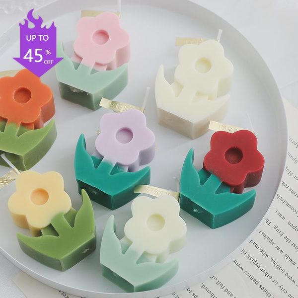 

candles ins flower scented wax candle korean home decoration ornament fragrance handmade floret candlestick decorations
