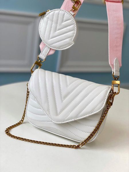 

women m5646 real coin m56461 pochette chain bag combination wallet wave leather m53936 cross purse mini round calf body shoulder st pqqj, Red;black