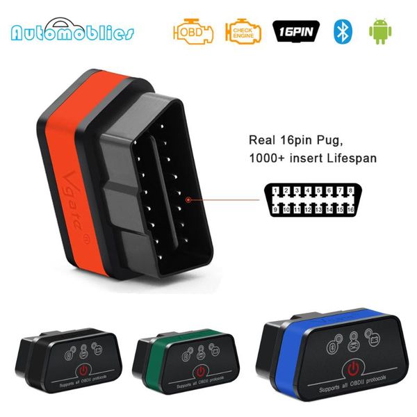 

code readers & scan tools vgate icar2 elm327 obd2 bluetooth scanner elm 327 obd 2 icar auto diagnostic for android/pc reader v2.1 pk v1.5