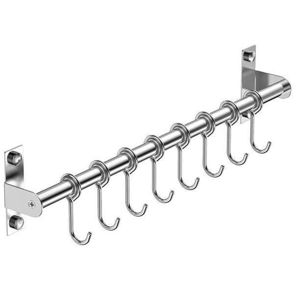 

hooks & rails for utensil stainless steel wall mounted rack bathroom kitchen rail with 8 removable 50cm hanger organizer