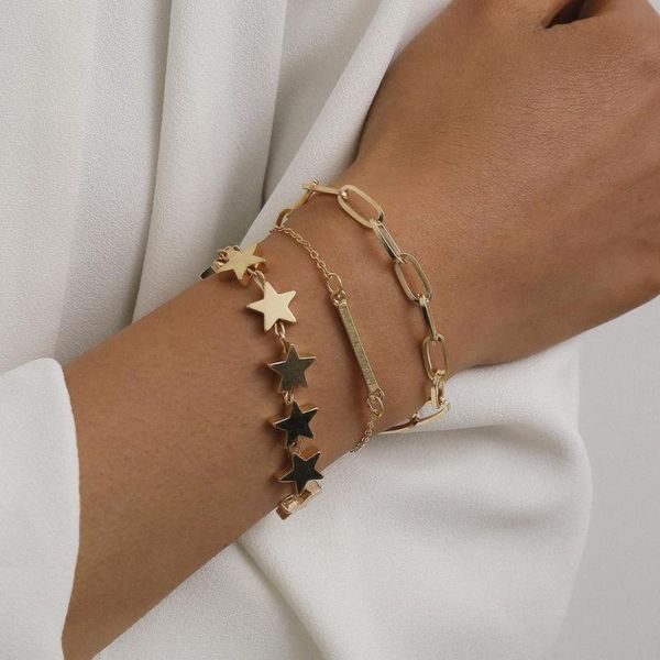 

tennis star pentagram bracelet hip punk club pub fashion jewelry accessories funny women bracelets bangles jewellery, Golden;silver