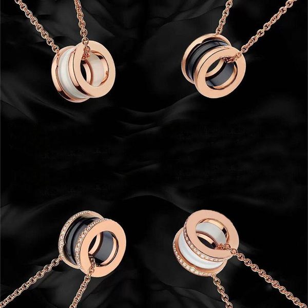 

charming and elegant rose gold ceramic diamond black white necklace couples holidays birthday gifts chains, Silver