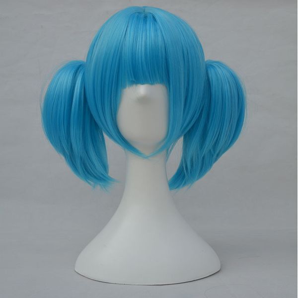 Sally Face Sallyface Sally Cosplay парик Короткие синие термостойкие синтетические зажима для волос Ponytails парики + парика