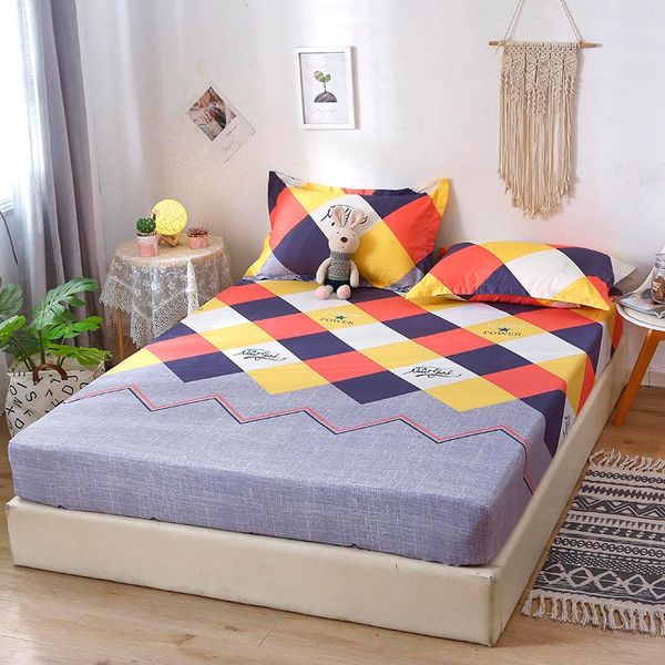 

sheets & sets 2021 bedsheets geometric printed fitted sheet with elastic cotton blend mattress cover single linen