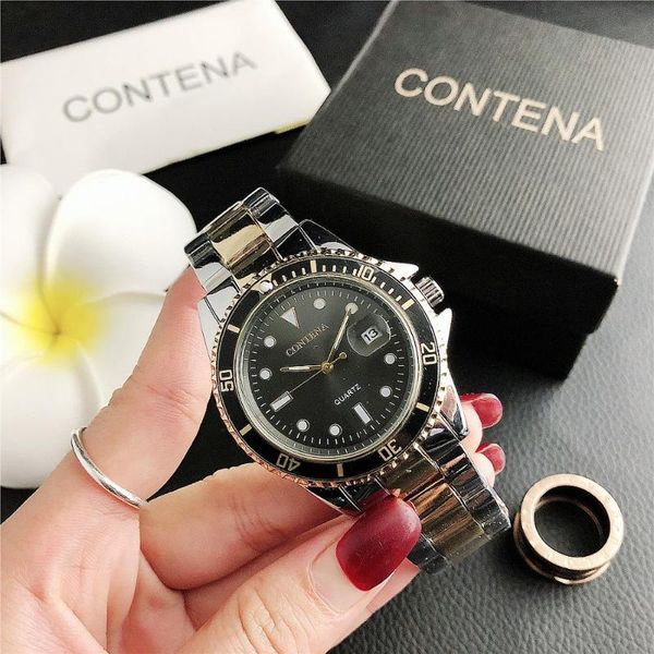 

wristwatches contena watch fashion calendar men's business, Slivery;brown
