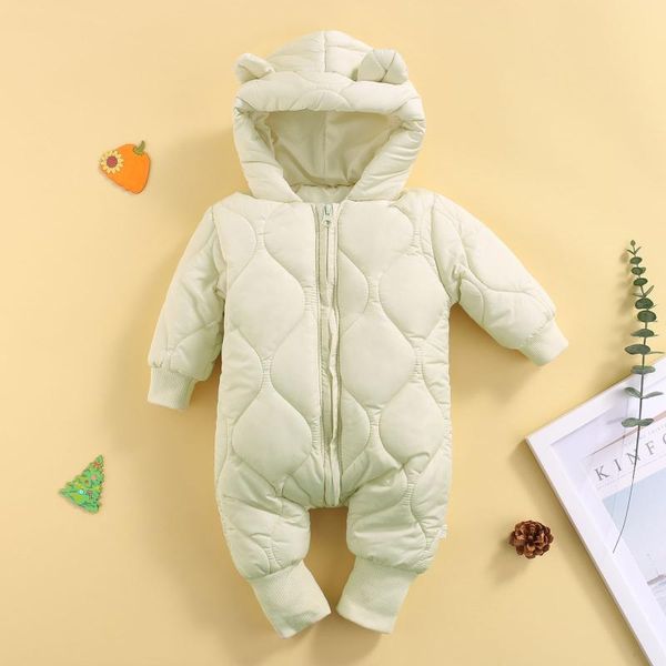 

down coat baby winter jumpsuit thicken hooded long sleeve romper with full-zipper for toddler girls boys 0-18 months, Blue;gray